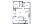 C1 - 3 bedroom floorplan layout with 2 baths and 1384 square feet.